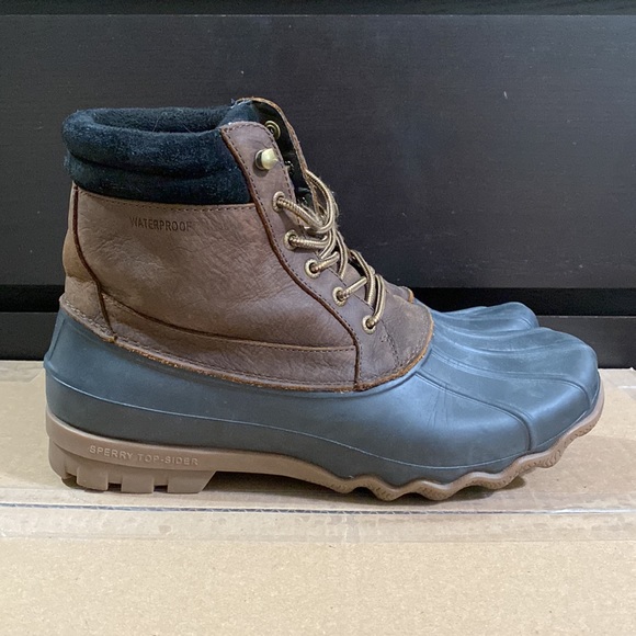 Sperry Top-Sider Brewster Duck Boots, Brown Leather/Black, Mens 10 - Picture 3 of 9